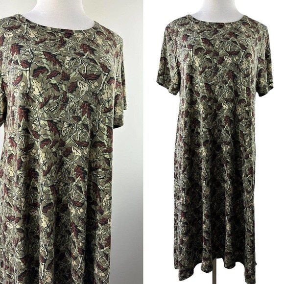LuLaRoe Dresses & Skirts - 🦄 Lularoe Carly Dress Fall Autumn Leaf Stretch Hi-Lo Short Sleeve Plus Size 3XL